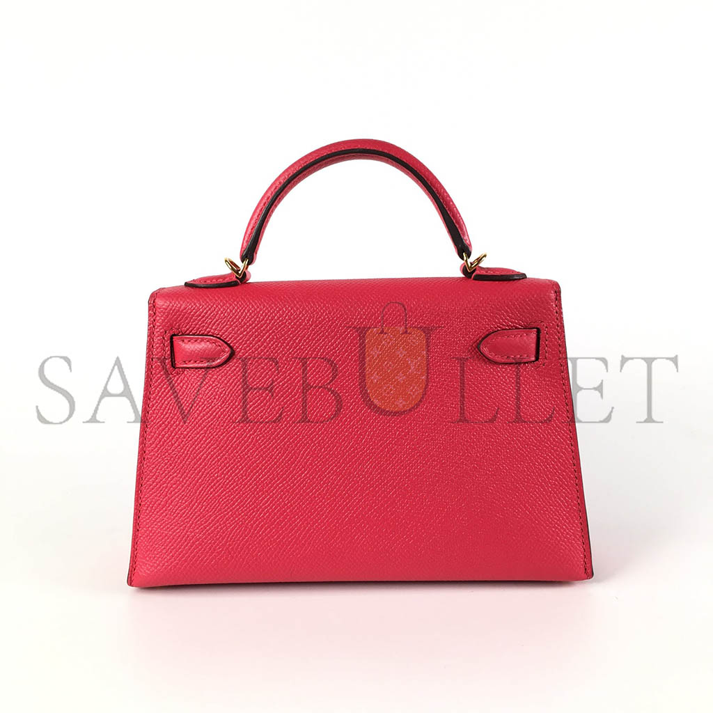 HERMÈS MINI KELLY II EPSOM PINK GOLD BUCKLE (19*12*5.5cm)